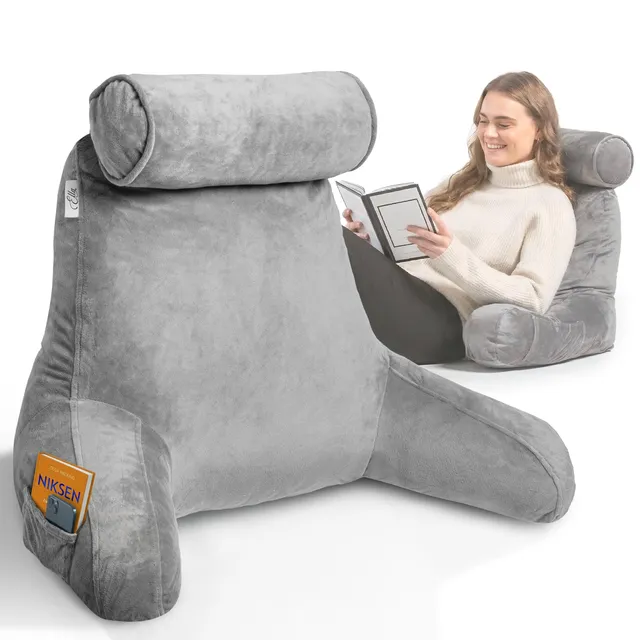 ella-lesekissen-grau-f-r-bett-sofa-memory-foam-nackenrolle image 1