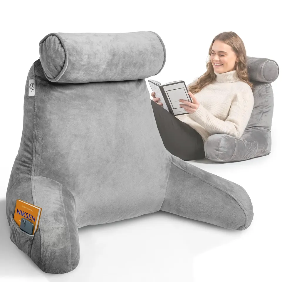 ella-lesekissen-grau-f-r-bett-sofa-memory-foam-nackenrolle image 1