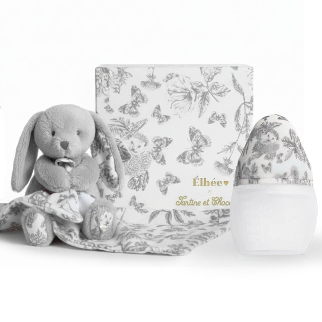 elh-e-toile-de-jouy-gris-150-ml-babyflasche-geschenkset-hase image 1