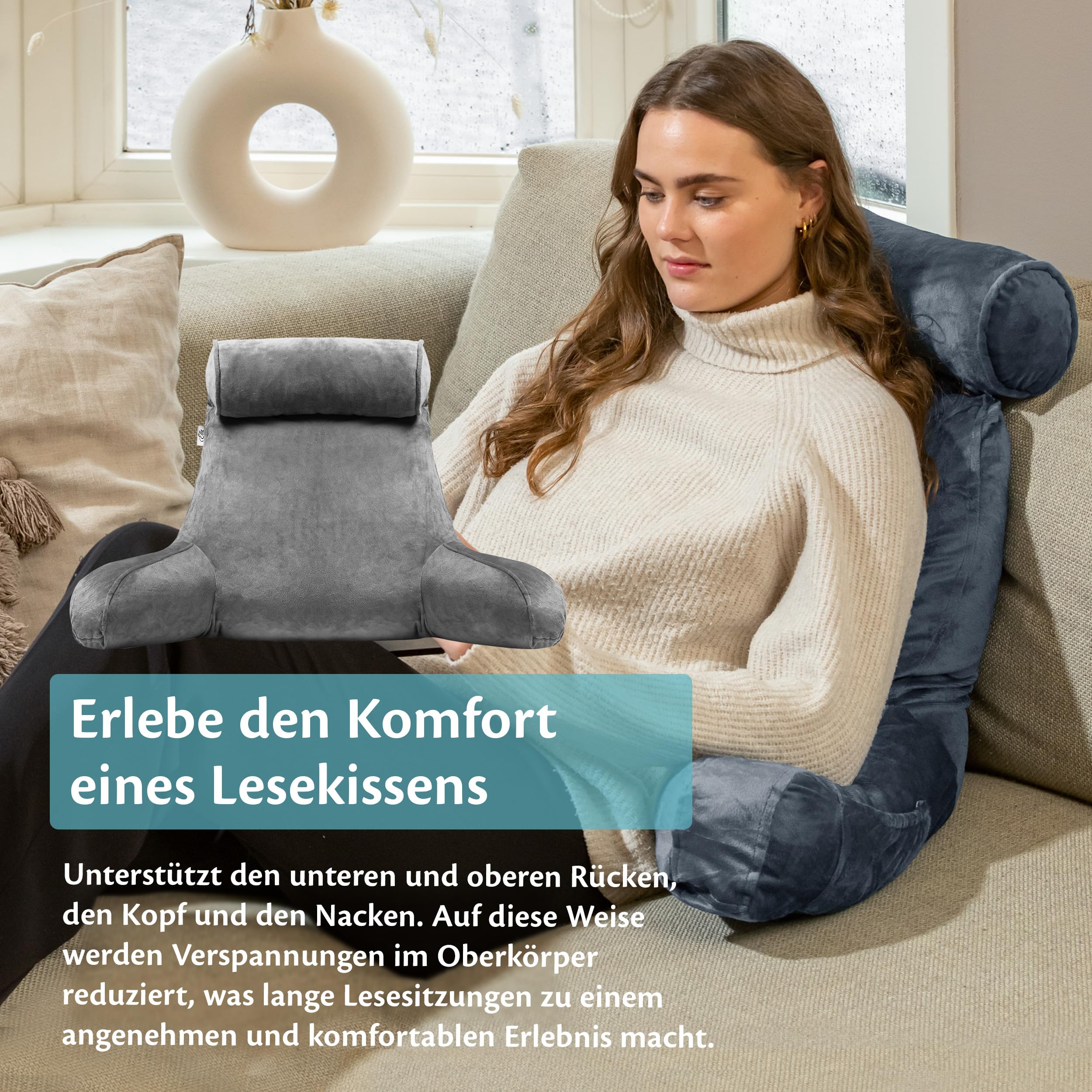 ella-lesekissen-grau-f-r-bett-sofa-memory-foam-nackenrolle image 2