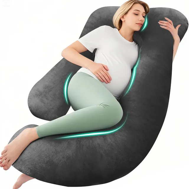 chilling-home-j-shaped-schwangerschaftskissen-seitenschl-fer-helles-schwarz image 1