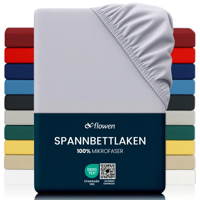 flowen-lenzuola-spannbettlaken-140x190-hellgrau-mikrofaser image 1