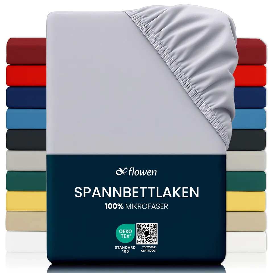 flowen-lenzuola-spannbettlaken-140x190-hellgrau-mikrofaser image 1