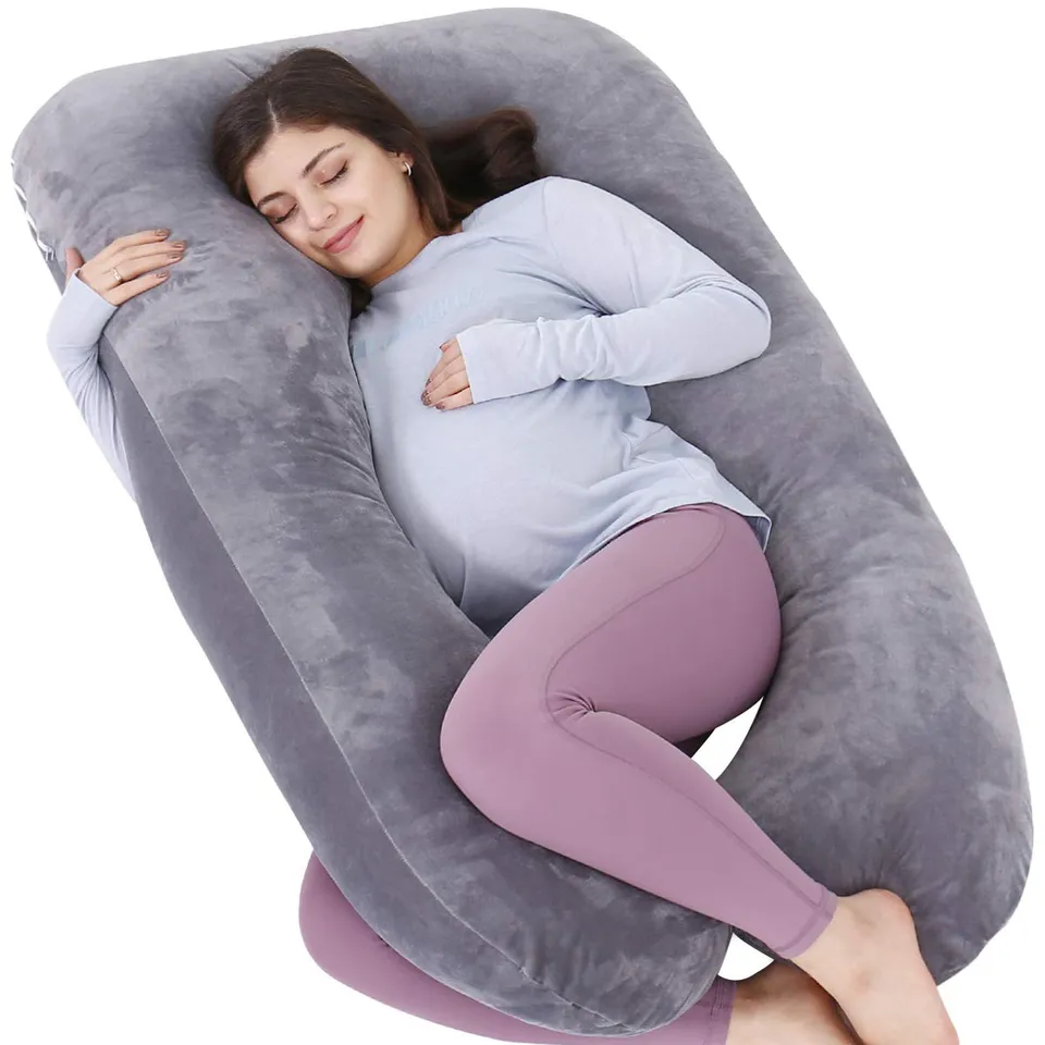 as-awesling-u-shaped-schwangerschaftskissen-samtgrau-stillkissen image 1