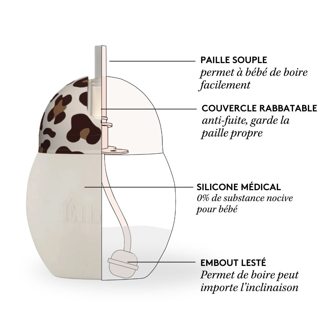 elh-e-coconut-strohhalmbecher-240-ml-graouu-leopard-silikon image 4